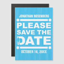 Bold Typ Bar Mitzvah Save the Date Light Blue Magneteinladung