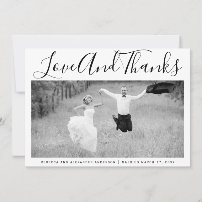 Bold Typografie Danke Hochzeit Foto (Vorderseite)
