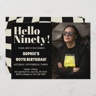 Bold Typografy Black Modern 90. Geburtstag Einladung