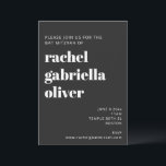 Bold Typografy Black Modern Bat Mitzvah Einladung<br><div class="desc">Fett Typografie Black Modern Bat Mitzvah Einladung</div>