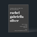 Bold Typografy Black Modern Bat Mitzvah Einladung<br><div class="desc">Fett Typografie Black Modern Bat Mitzvah Einladung</div>