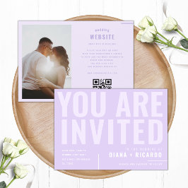 Bold Typografy Digital Lilac All in One Wedding Einladung