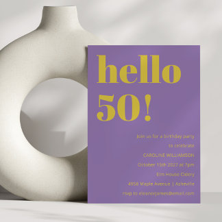 Bold Typografy Lila Yellow Modern Birthday Einladung