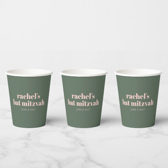 Bold Typografy Modern Pink Green Personalisiert   Pappbecher (Multi)