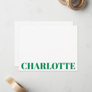 Bold Typografy Personalisiert Name Kelly Green Mitteilungskarte