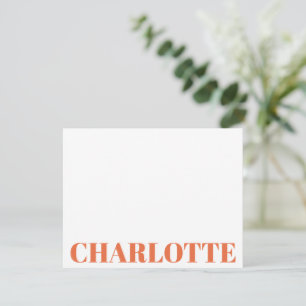 Bold Typografy Personalisiert Name Orange Mitteilungskarte