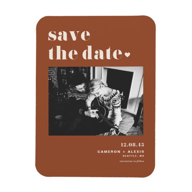 Bold Typografy Terracotta Foto Save the Date Magnet (Vertikal)