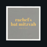 Bold Typografy Yellow and Gray Bat Mitzvah Name Serviette<br><div class="desc">Custom Bold Typografie Gelb und Grau Moderne Bat Mitzvah Napkins</div>