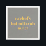 Bold Typografy Yellow Gray Custom Bat Mitzvah Serviette<br><div class="desc">Dicke Typografie Gelb und Graues Niedliches Bat Mitzvah Napkins</div>