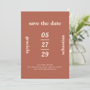 Bold Typographic Burnt Orange Modern Wedding Save The Date