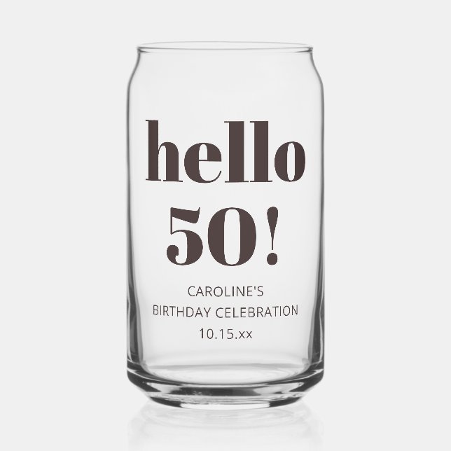 Bold Typography Brown Modern 50th Birthday Favor Dosenglas (Vorderseite)