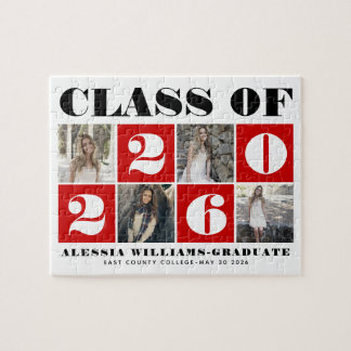 Bold typography Class of 2026 photo collage red