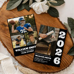 Bold Typography Photo Graduation Invite Einladung<br><div class="desc">Announce his big day with this "Modern Bold Typographic" graduation invitation. Featuring a striking vertical "2026" layout and a full-height senior portrait on campus. This masculine,  high-contrast design in black and white is perfect for high school or college graduates. A sophisticated choice for those seeking a contemporary,  minimalist announcement.</div>