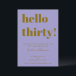Bold Typography Purple Gold Modern 30th Birthday Einladung<br><div class="desc">Bold Typography Bright Purple and Gold Modern 30th Birthday Invitation</div>