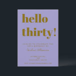 Bold Typography Purple Gold Modern 30th Birthday Einladung<br><div class="desc">Bold Typography Bright Purple and Gold Modern 30th Birthday Invitation</div>