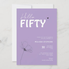Bold Typography Purple White Elegant 50th Birthday Einladung