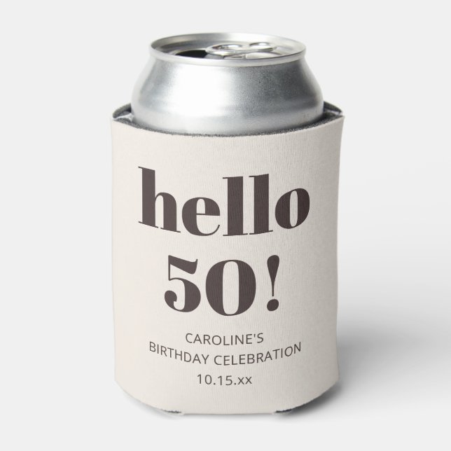 Bold Typography Warm Brown Modern 50th Birthday  Dosenkühler (Kanne Vorderseite)