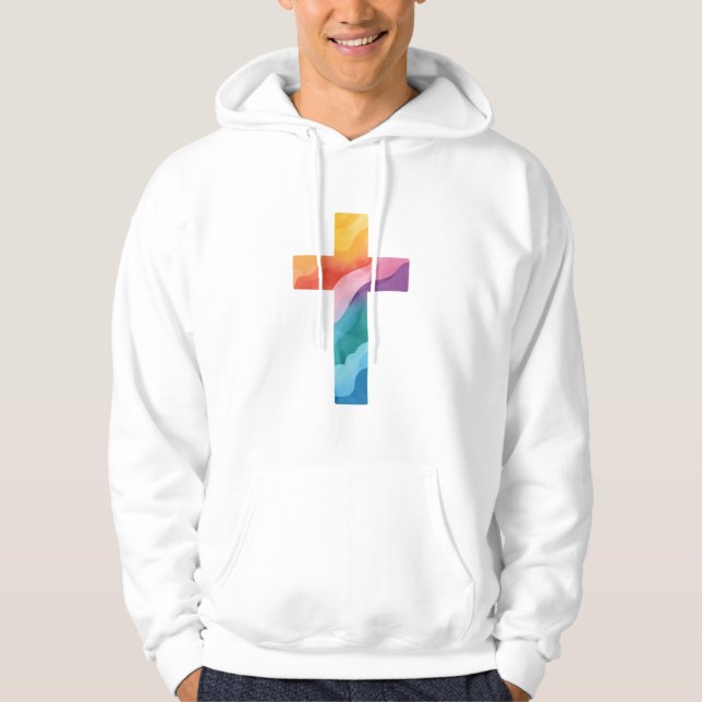 Bold Watercolor Cross Hoodie (Vorderseite)