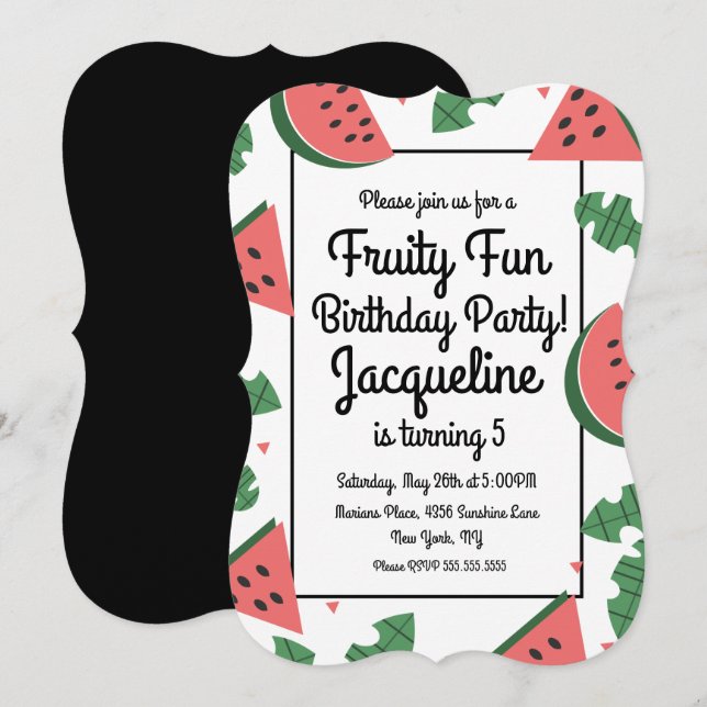 Bold Watermelon Sommer Frucht Geburtstag Einladung (Vorne/Hinten)