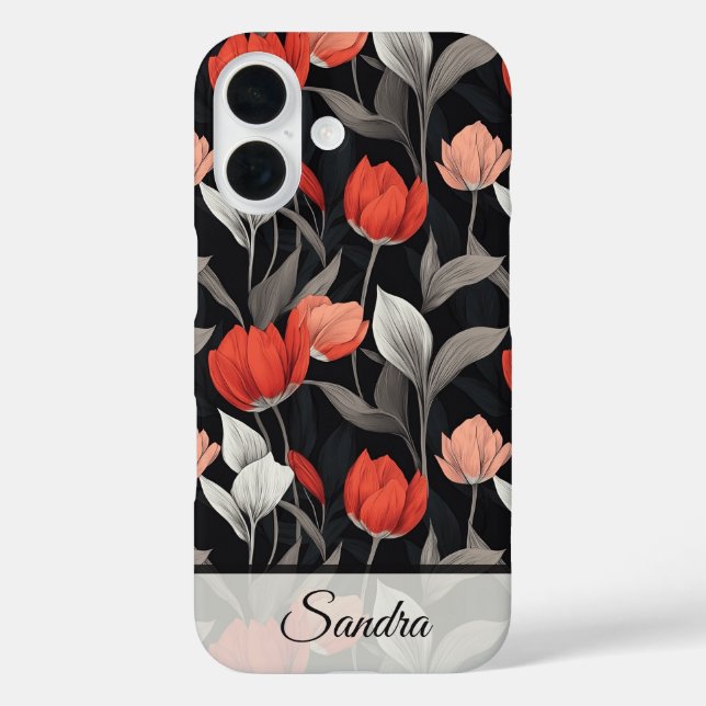 Bold Wedding Favors Tulip Name iPhone 16 Hülle (Rückseite)