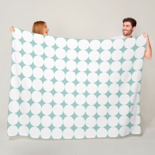 Bold White Polka Dots Eggshell Blue Fleecedecke