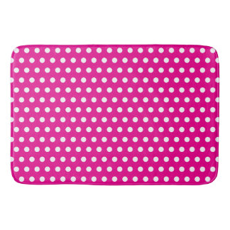 Bold White Polka Dots on Hot Pink Badematte