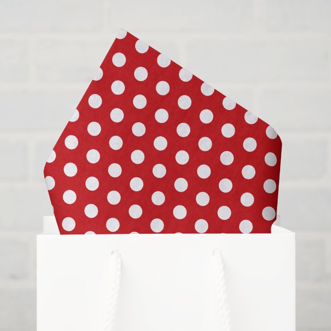 Bold White Polka Dots on Red Seidenpapier (Geschenktüte)