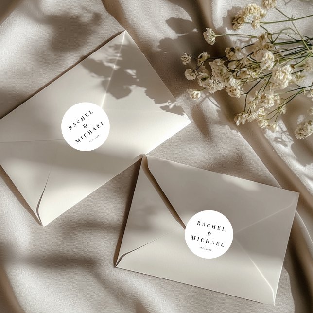 Bold  White Wedding Runder Aufkleber (Bold White Wedding Classic Round Sticker)