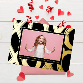 Bold XOXO Valentine Foto Folien Feiertagskarte