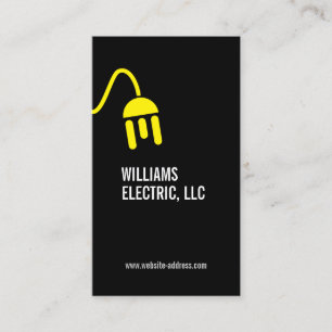 BOLD YELLOW ELECTRICIAN LOGO MODERNE GESCHÄFTSKART VISITENKARTE