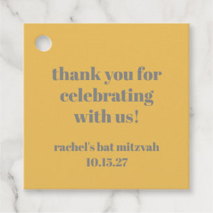 Bold Yellow Gray Custom Niedlich Bat Mitzvah Viele Geschenkanhänger