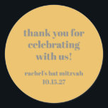 Bold Yellow Gray Custom Niedlich Bat Mitzvah Viele Runder Aufkleber<br><div class="desc">Dicke Typografie Yellow Gray Custom Niedlich Bat Mitzvah Danke klassische Rundaufkleber</div>
