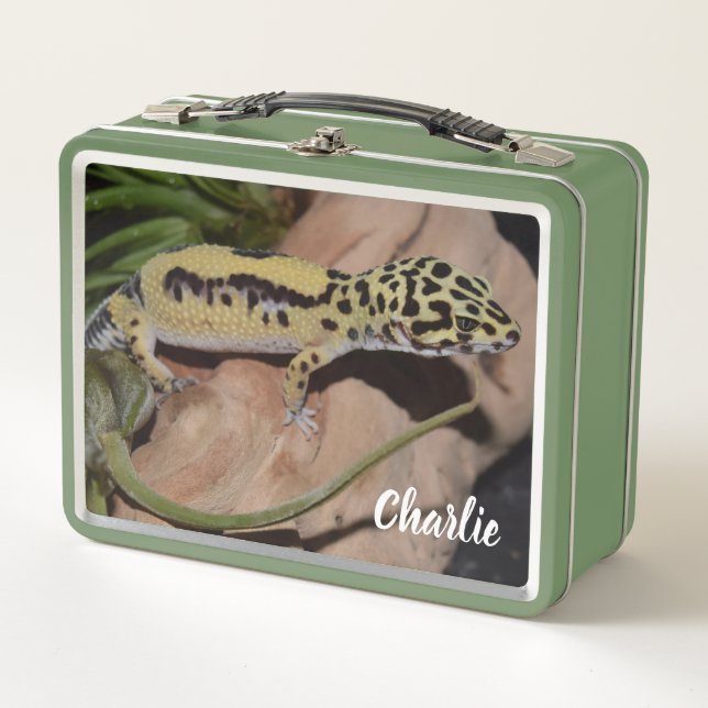 Bold Yellow Leopard Gecko Metall Brotdose (Vorderseite)