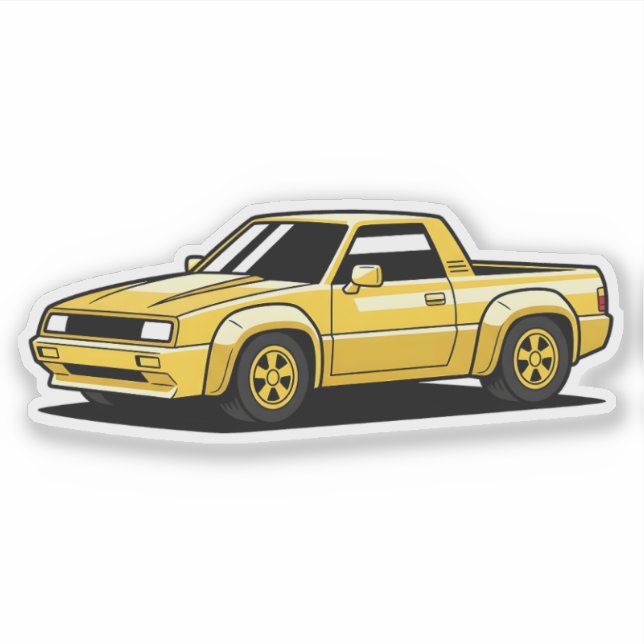 Bold Yellow Pickup Toon Aufkleber (Vorderseite)