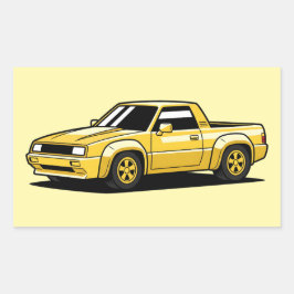 Bold Yellow Pickup Toon Rechteckiger Aufkleber
