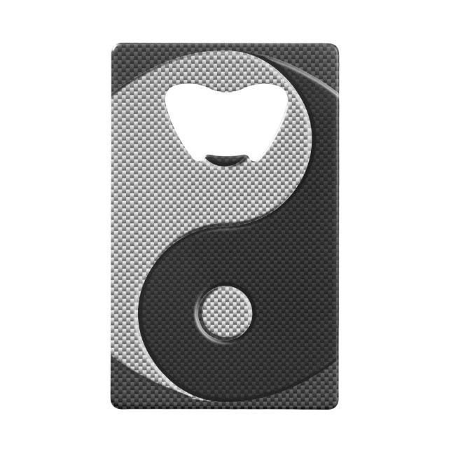 Bold Yin Yang in Carbon Fibre Print Style Geldbeutel Flaschenöffner (Rückseite)