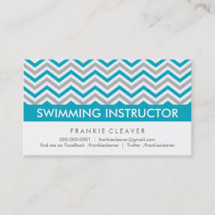 BOLD ZICKZACK BUSINESS CARD :: Moderne Aqua Blue Visitenkarte