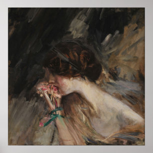 Boldini - Junge Frau mit einer Blume Poster