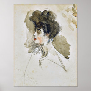 Boldini - Leiter einer Frau, die auf die Links bli Poster