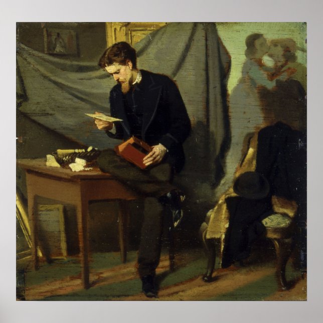 Boldini - Portrait des Malers Alessandro Lanf.. Poster (Vorne)