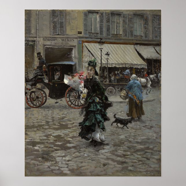 Boldini - Über die Straße gehen Poster (Vorne)