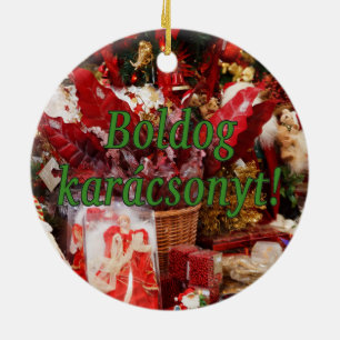 Boldog karácsonyt! Frohe Weihnachten im Keramik Ornament
