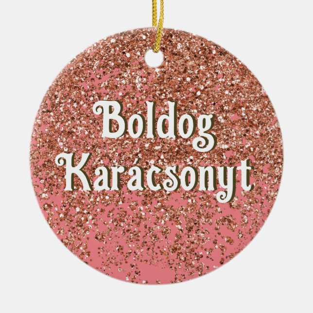 Boldog Karácsonyt | Frohe Weihnachten in Ungarisch Keramik Ornament (Vorne)