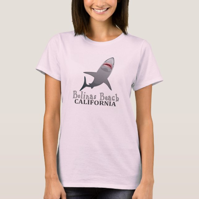 Bolinas Beach California Ladys Hai Strip Tee (Vorderseite)