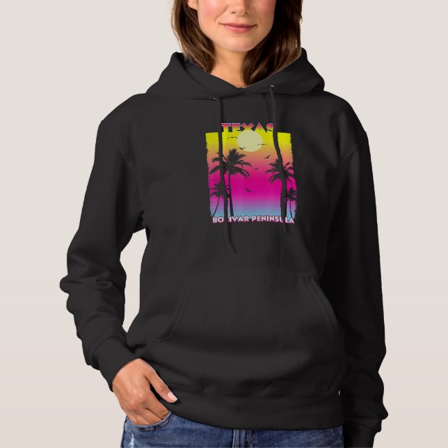 Bolivar Halbinsel Texas Tx Sommer Vintag Sunset Hoodie (Vorderseite)