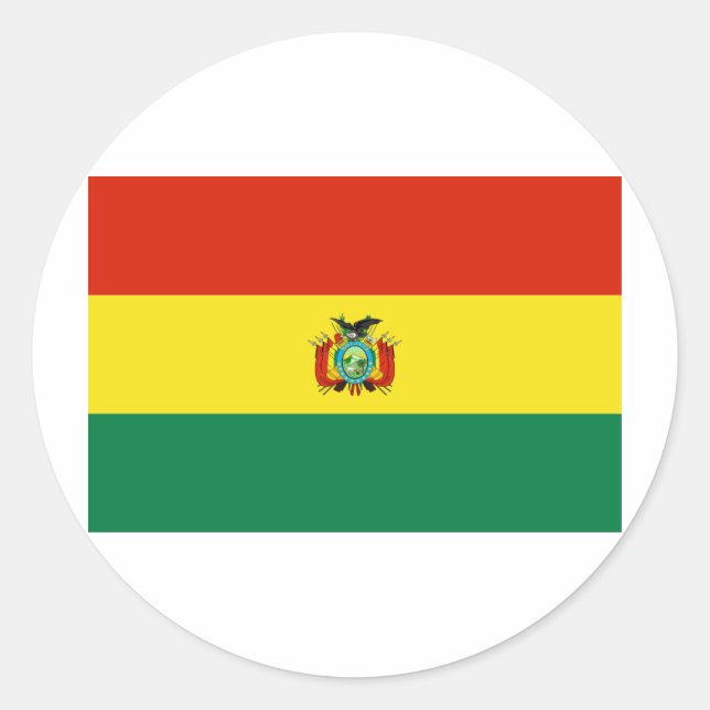 Bolivia Flag BO Runder Aufkleber (Vorderseite)