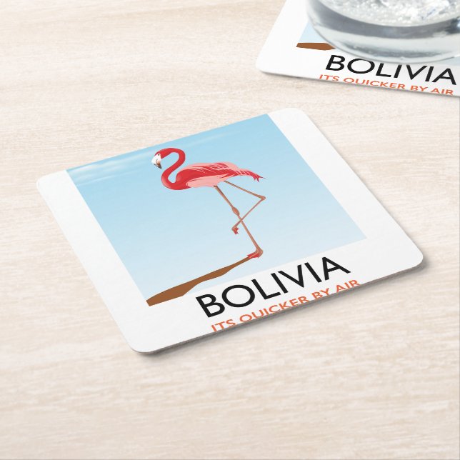 Bolivia Flamingo Reiseplakat Rechteckiger Pappuntersetzer (angewinkelt)