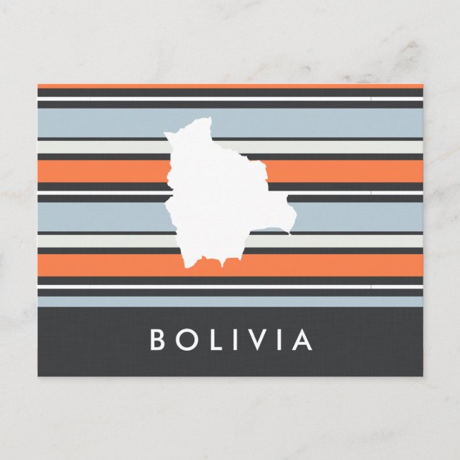 Bolivia Map: Modern Stripes Postkarte (Vorderseite)