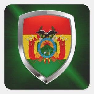 Bolivia Mettalic Emblem Quadratischer Aufkleber