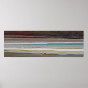 Bolivianische Lagune mit Flamingos - Foto Poster